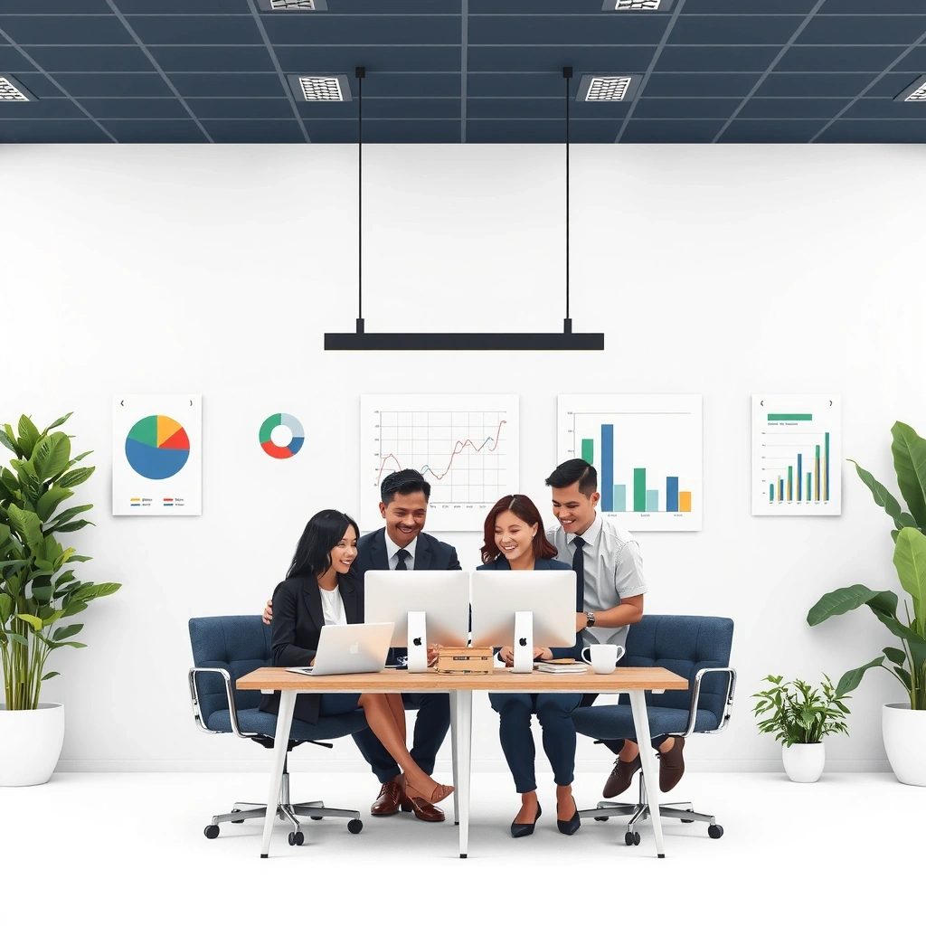 LeadRealm team working together in modern office