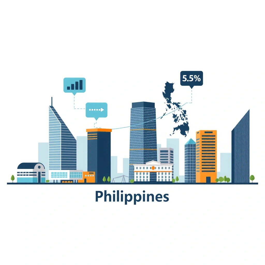 Philippine business district with digital marketing concept